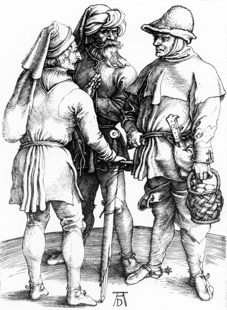 Trzej chłopi w rozmowie, ok. 1497 autorstwa Albrecht Dürer