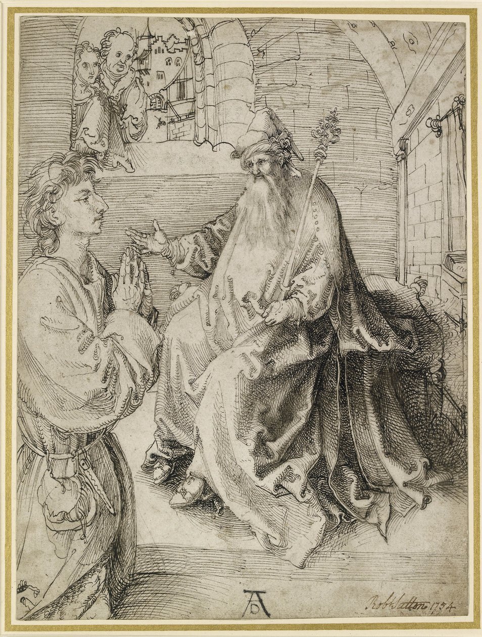Młodzież klęcząca przed potentatem, XV w. autorstwa Albrecht Dürer