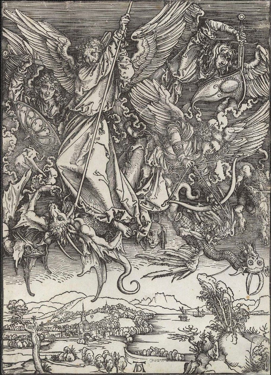 Święty Michał walczący ze smokiem autorstwa Albrecht Dürer