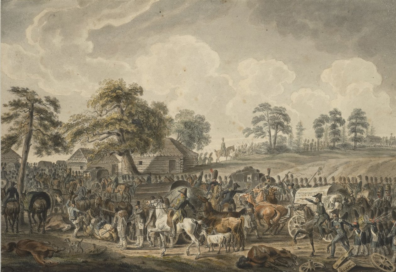 Armia francuska przekraczająca rzekę Dźwinę 24 lipca 1812 r., połowa lat 20. XIX wieku autorstwa Albrecht Adam