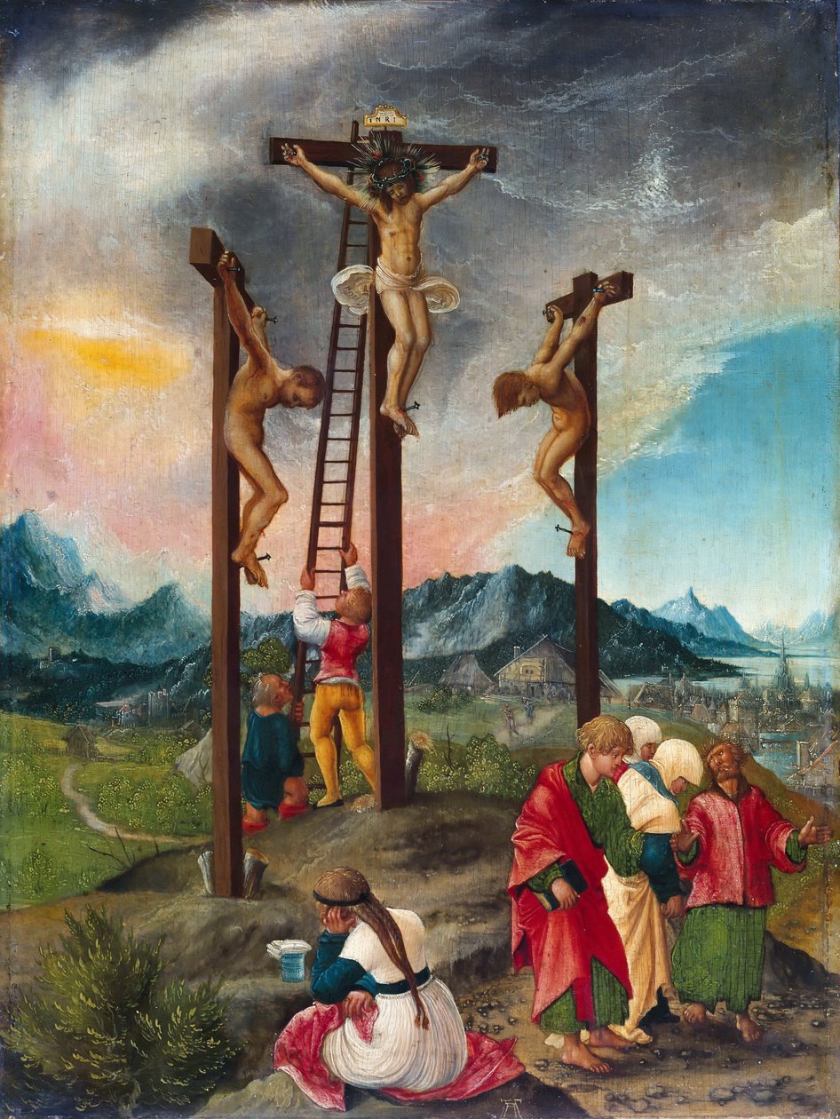 Chrystus na krzyżu między złodziejami” autorstwa Albrecht Altdorfer