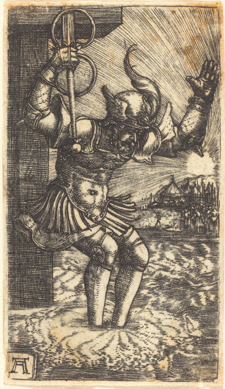 Horatio Cocles skaczący do Tybru autorstwa Albrecht Altdorfer