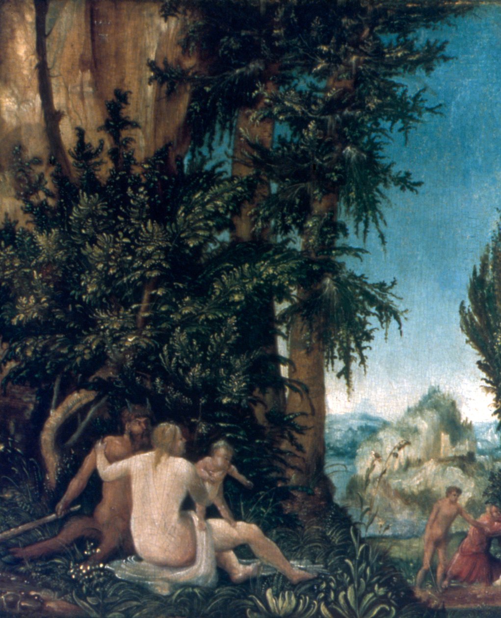 Krajobraz z rodziną Satyrów, 1507 autorstwa Albrecht Altdorfer