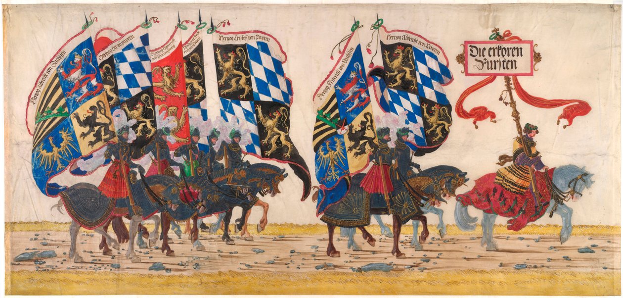 Książęta niemieccy - Dzieło Albrechta Altdorfera (ok. 1480-1538), ołówek, tusz i akwarela, ok. 1515 - Albertina, Wiedeń (Austria) autorstwa Albrecht Altdorfer