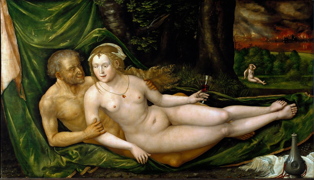 Loth i jego córki Obraz Albrechta Altdorfera (ok. 1480-1538) 1537 wym. 107,5x189 cm Wiedeń, Kunsthistorisches Museum autorstwa Albrecht Altdorfer