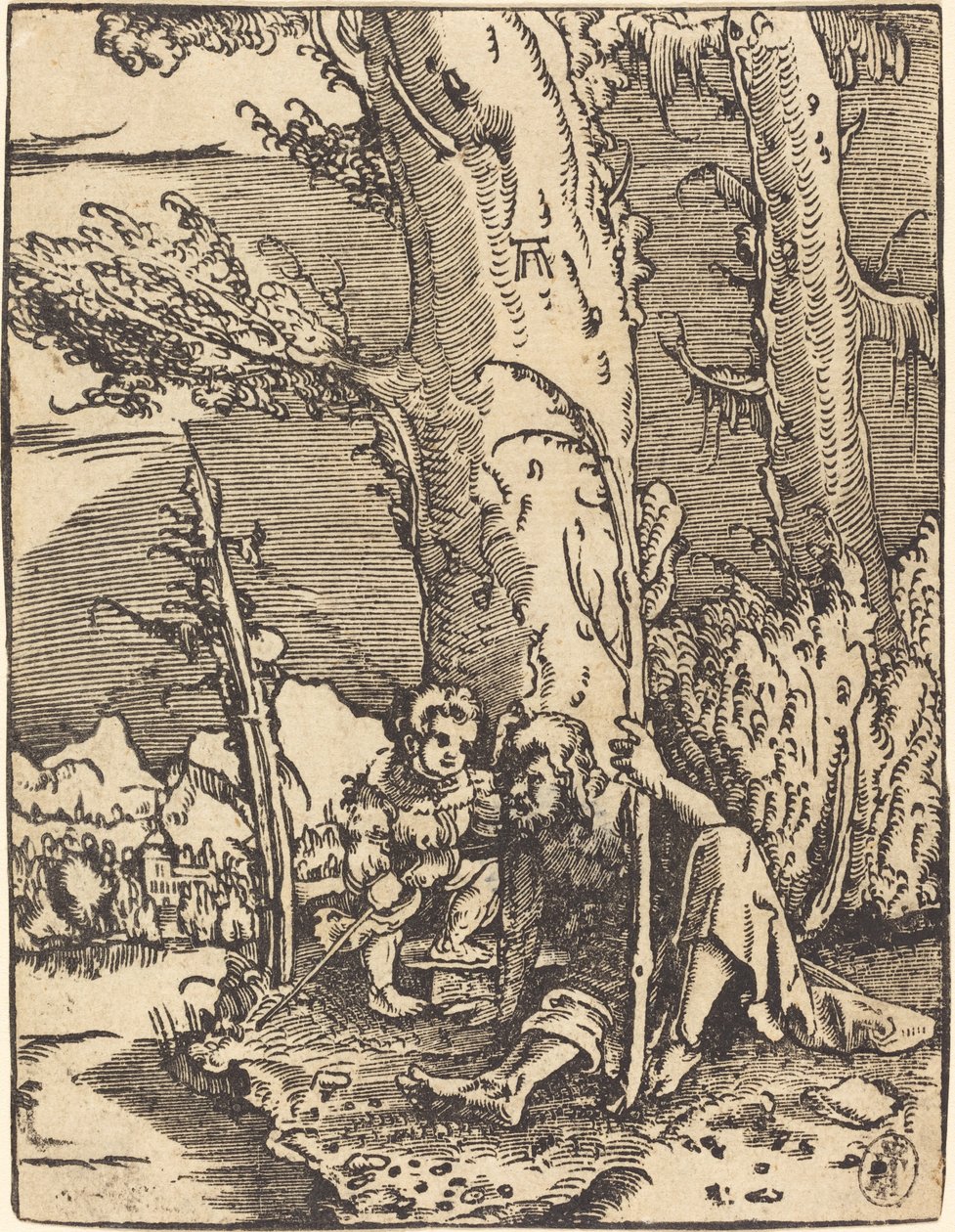 Święty Krzysztof siedzący nad brzegiem rzeki autorstwa Albrecht Altdorfer