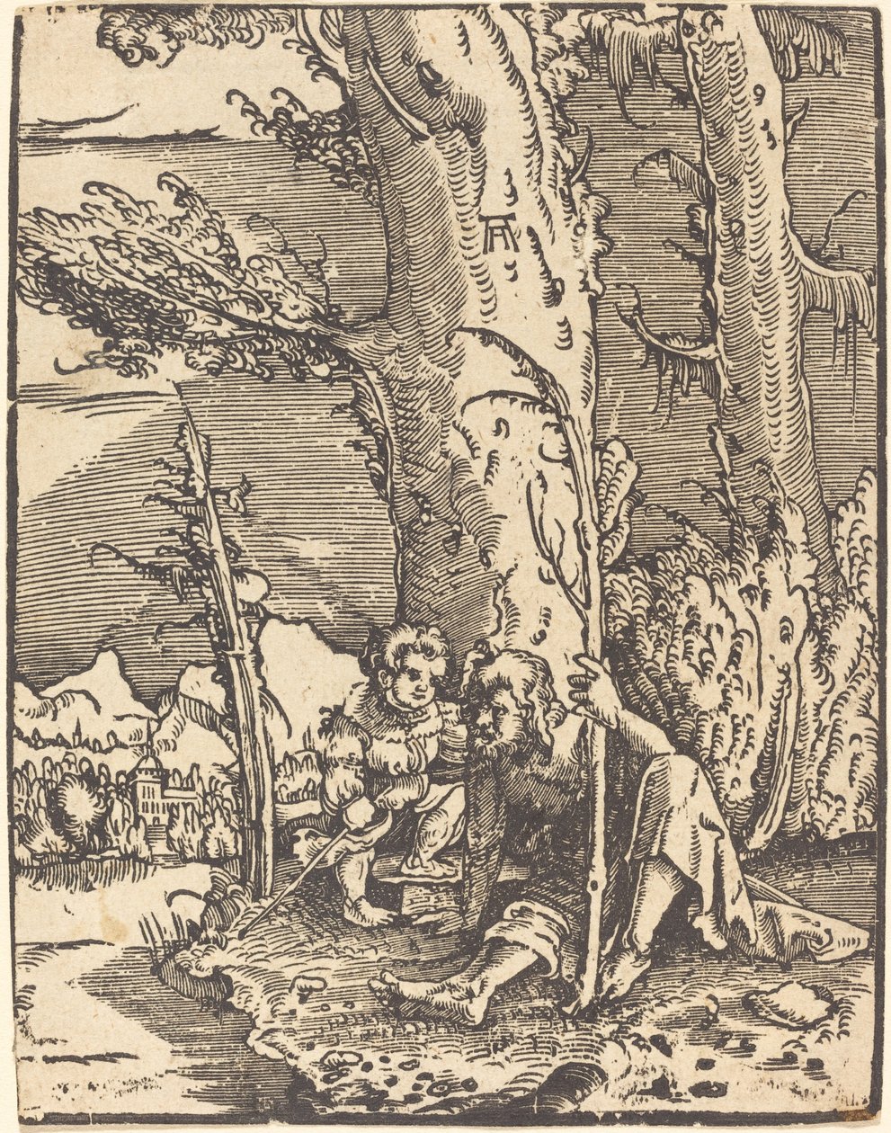 Święty Krzysztof siedzący nad brzegiem rzeki autorstwa Albrecht Altdorfer
