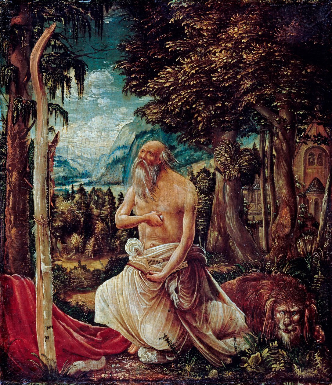 „Święty Hieronim penitent” (Skruszony św. Hieronim) Obraz Albrechta Altdorfera (ok. 1480-1538) autorstwa Albrecht Altdorfer