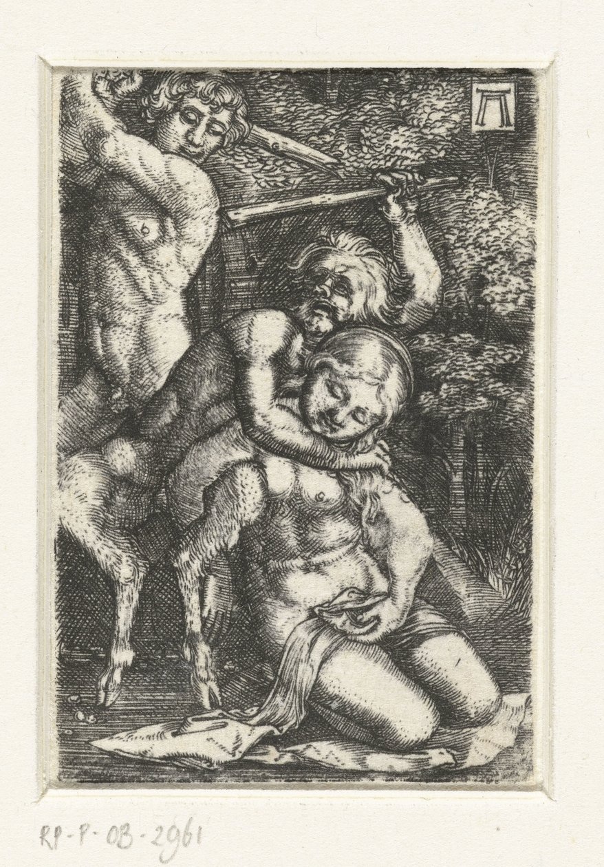 Satyr i mężczyzna walczą o kobietę autorstwa Albrecht Altdorfer