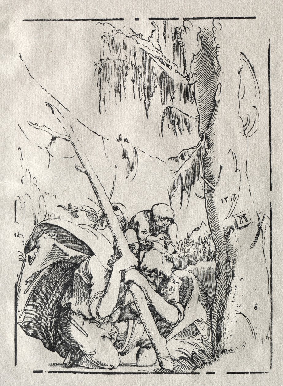 Św. Krzysztof przechodzący przez wodę z Chrystusem na ramionach, 1513. autorstwa Albrecht Altdorfer