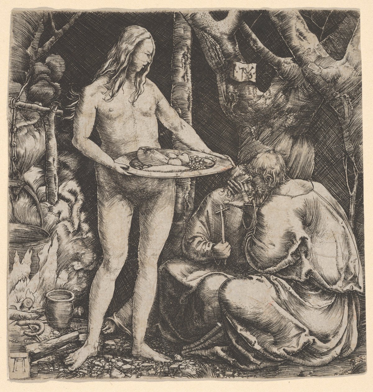 Pokusa dwóch pustelników autorstwa Albrecht Altdorfer