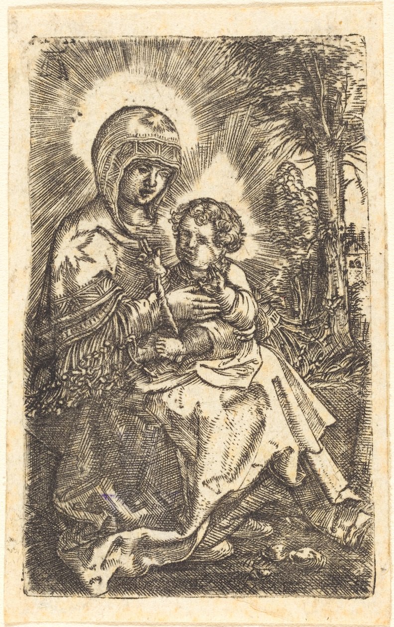 „Piękna Dziewica” z Ratyzonia w krajobrazie autorstwa Albrecht Altdorfer