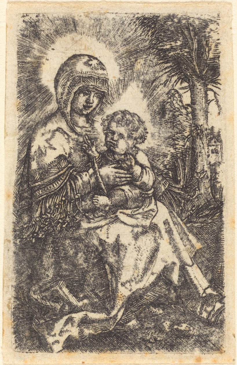 „Piękna Dziewica” z Ratyzonia w krajobrazie autorstwa Albrecht Altdorfer