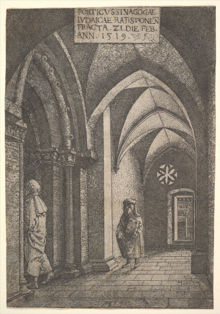 Sala wejściowa synagogi w Ratyzbonie, 1519. autorstwa Albrecht Altdorfer