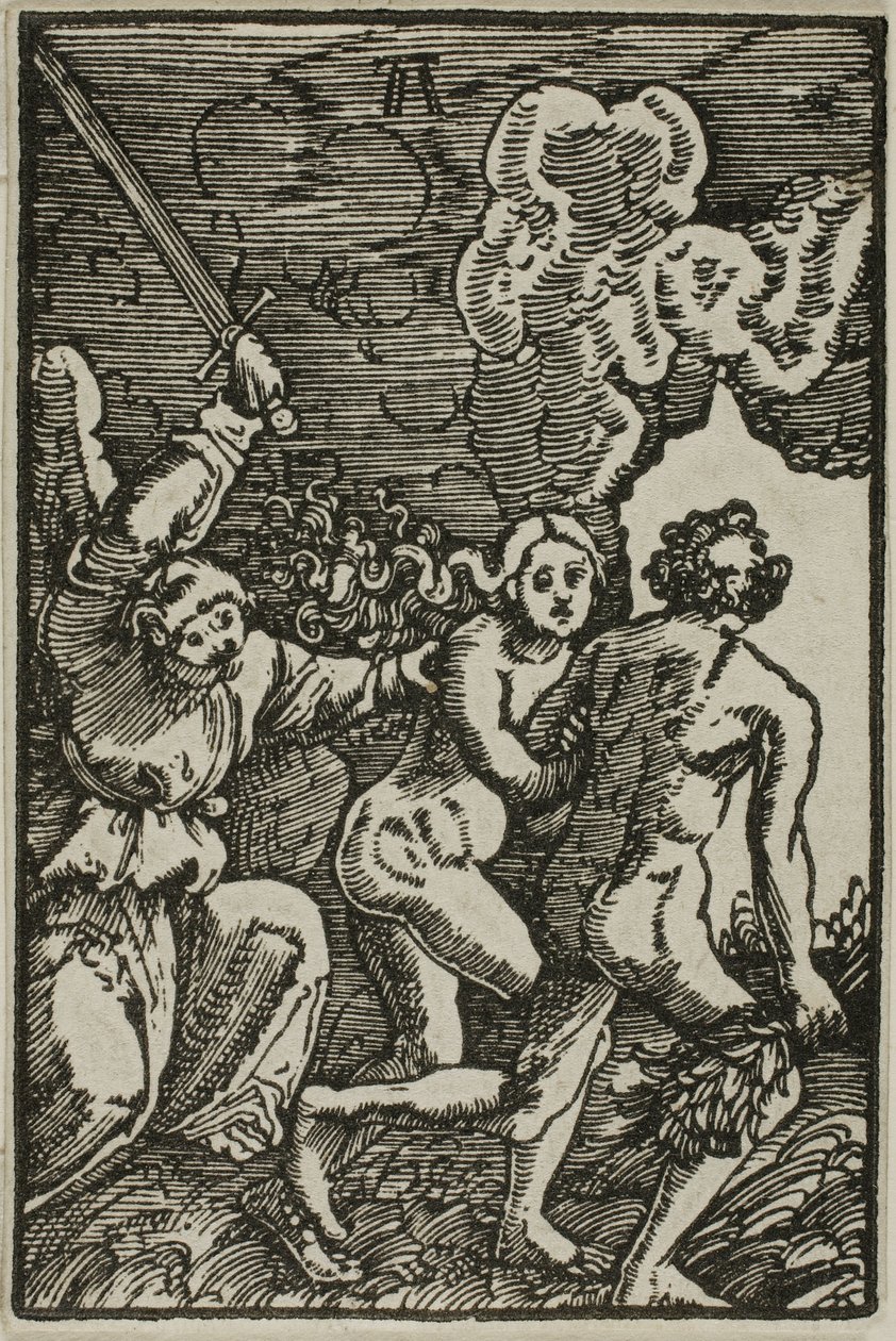 Wypędzenie z raju, z Upadku i odkupienia człowieka autorstwa Albrecht Altdorfer
