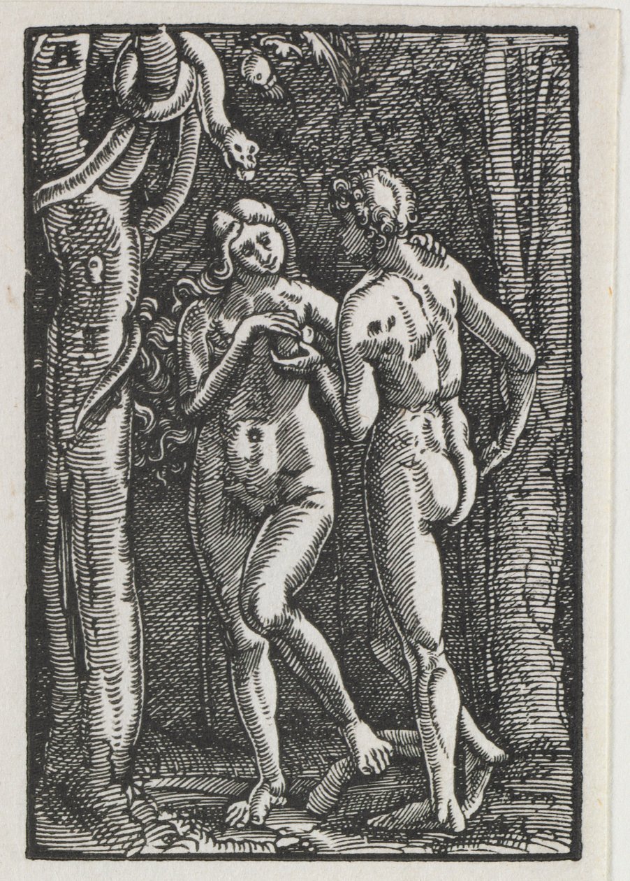 Upadek i odkupienie człowieka: Adam i Ewa jedzą zakazany owoc autorstwa Albrecht Altdorfer