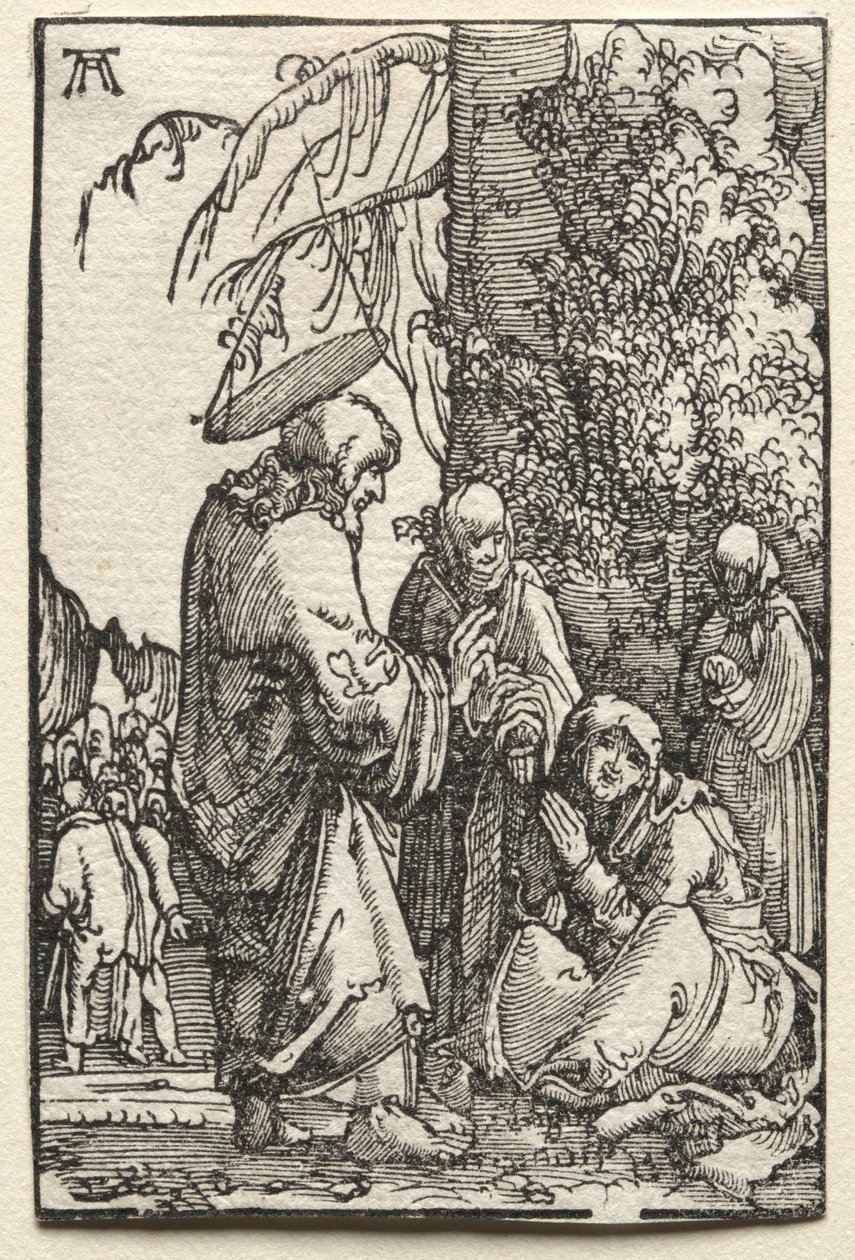 Upadek i odkupienie człowieka: Chrystus żegnający się z matką przed męką, c. 1515. autorstwa Albrecht Altdorfer