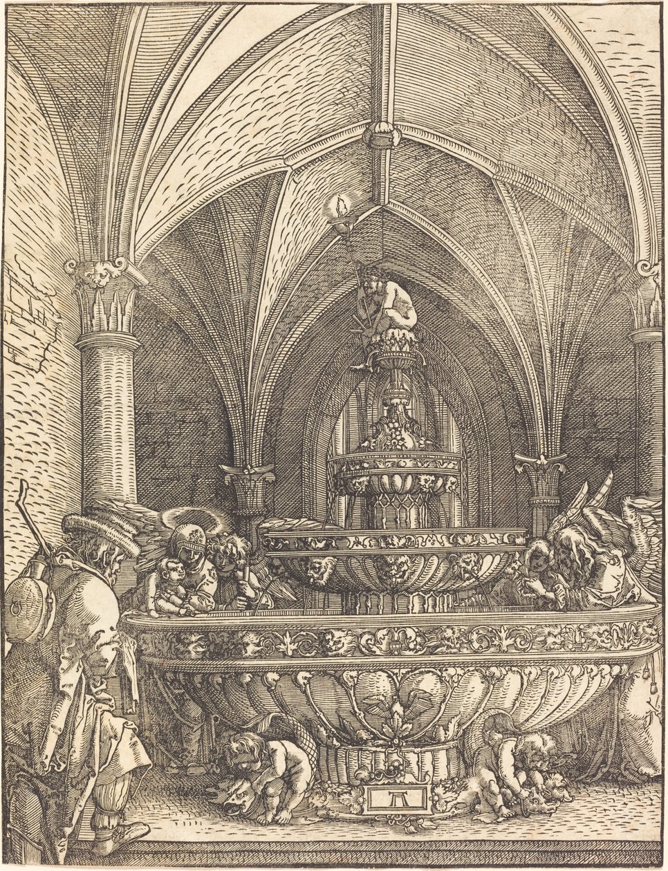 Odpoczynek podczas ucieczki do Egiptu przy fontannie autorstwa Albrecht Altdorfer