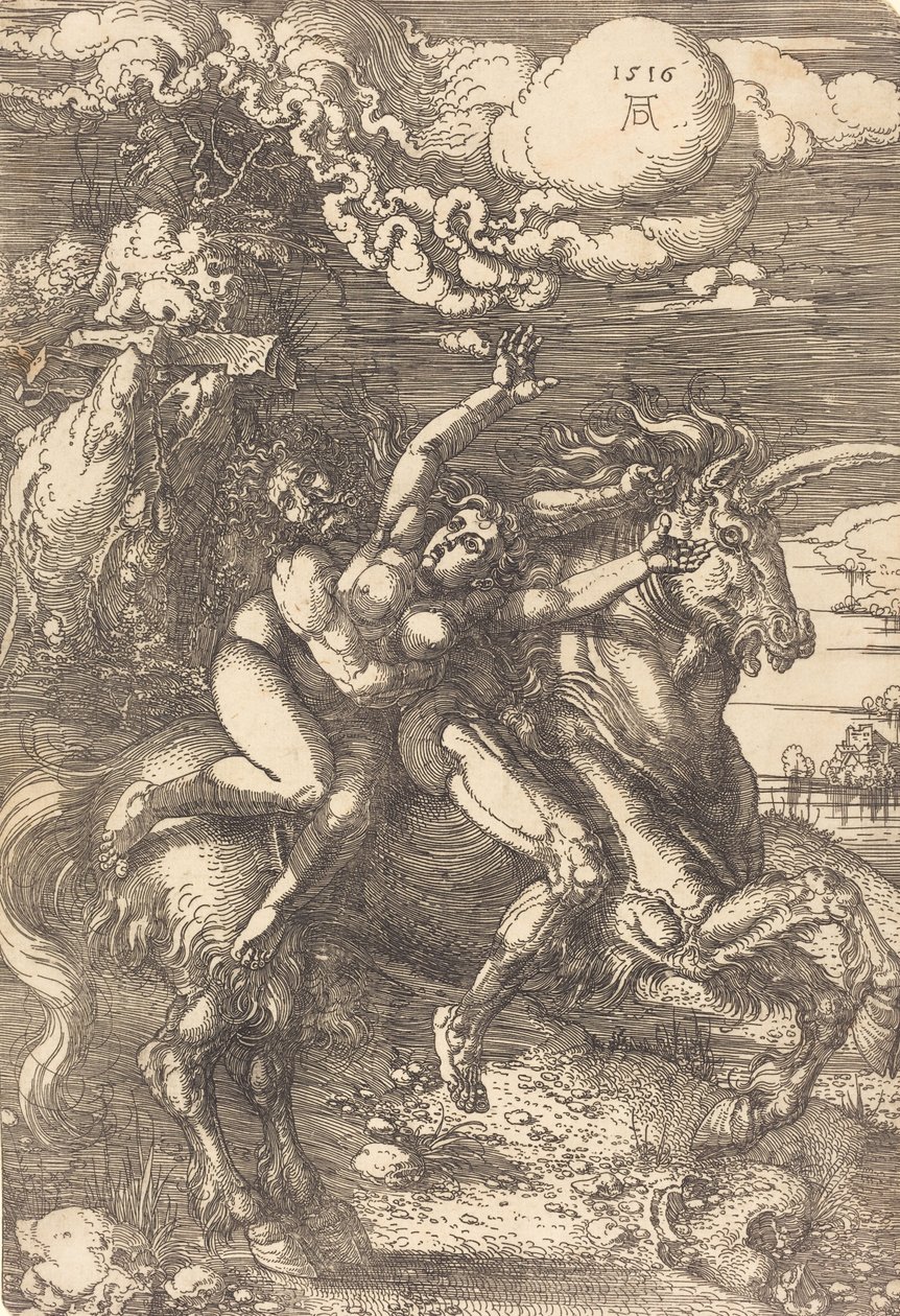 Porwanie na jednorożcu, 1516. autorstwa Albrecht Dürer