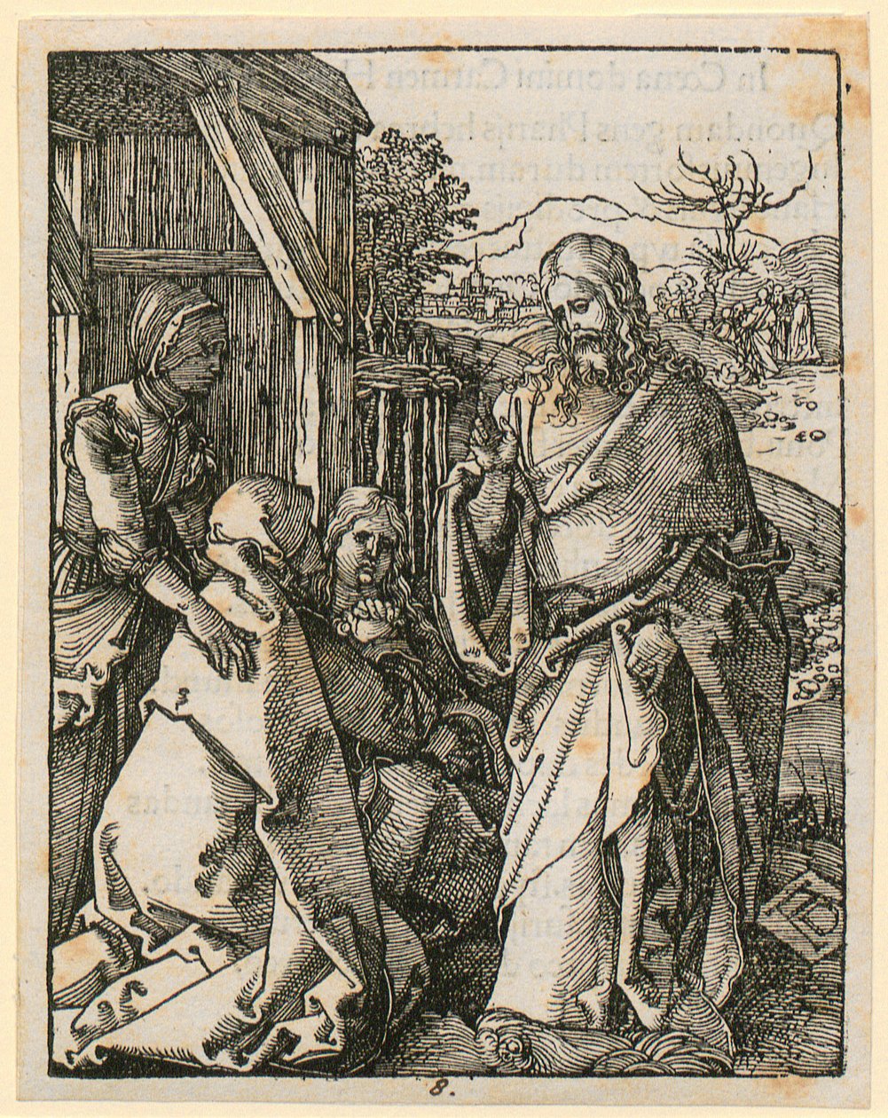 Pożegnanie Chrystusa z matką, plansza 8 z cyklu „Mała pasja drzeworytnicza” autorstwa Albrecht Dürer