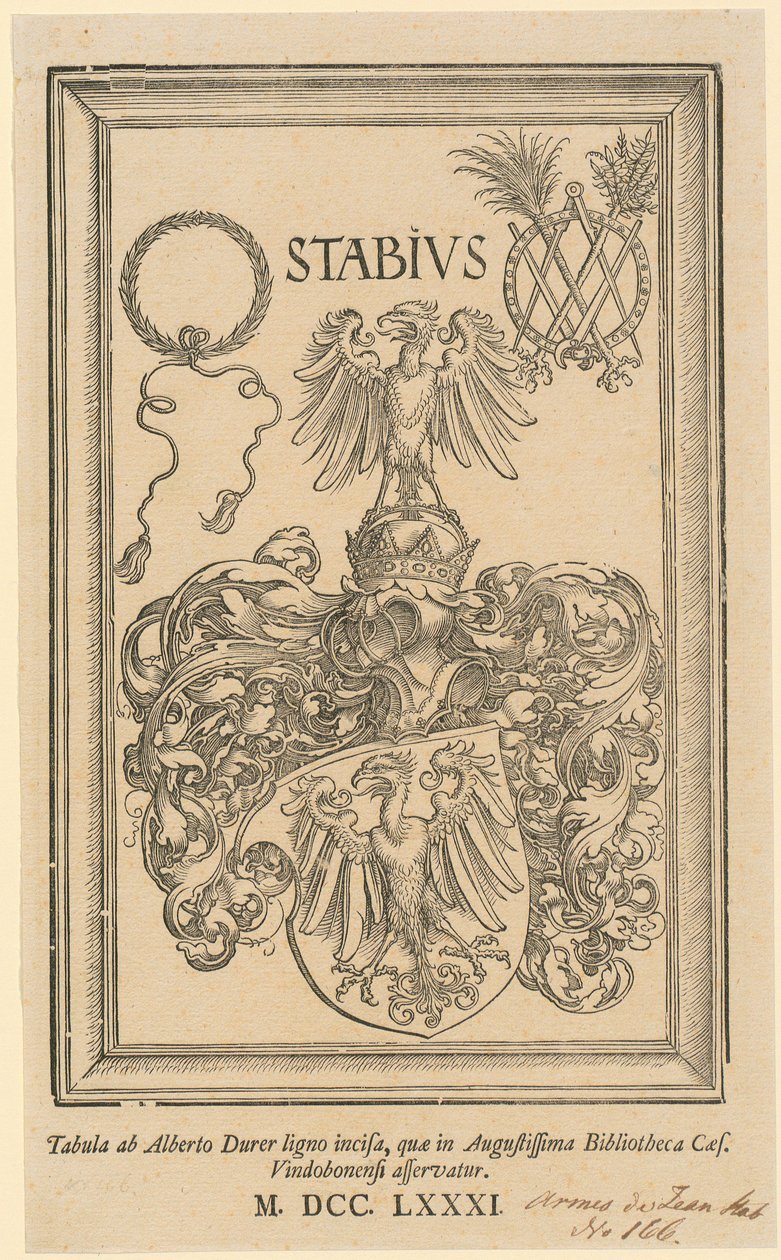 Alegoria z herbami Cesarstwa i miasta Norymbergi autorstwa Albrecht Dürer