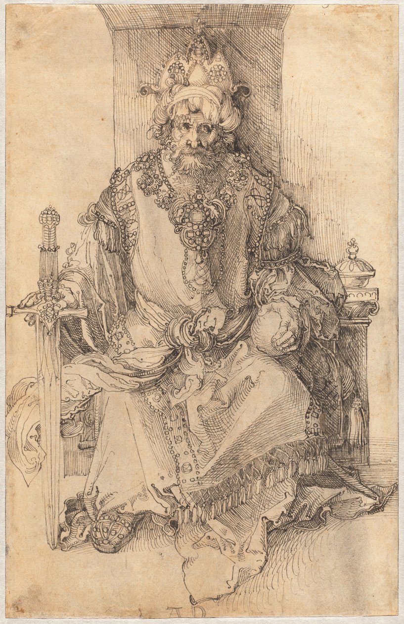 Wschodni władca zasiadający na tronie autorstwa Albrecht Dürer