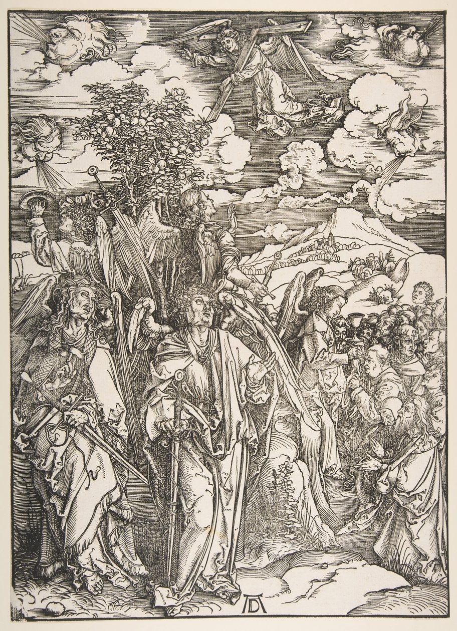 Anioły powstrzymują cztery wiatry. autorstwa Albrecht Dürer