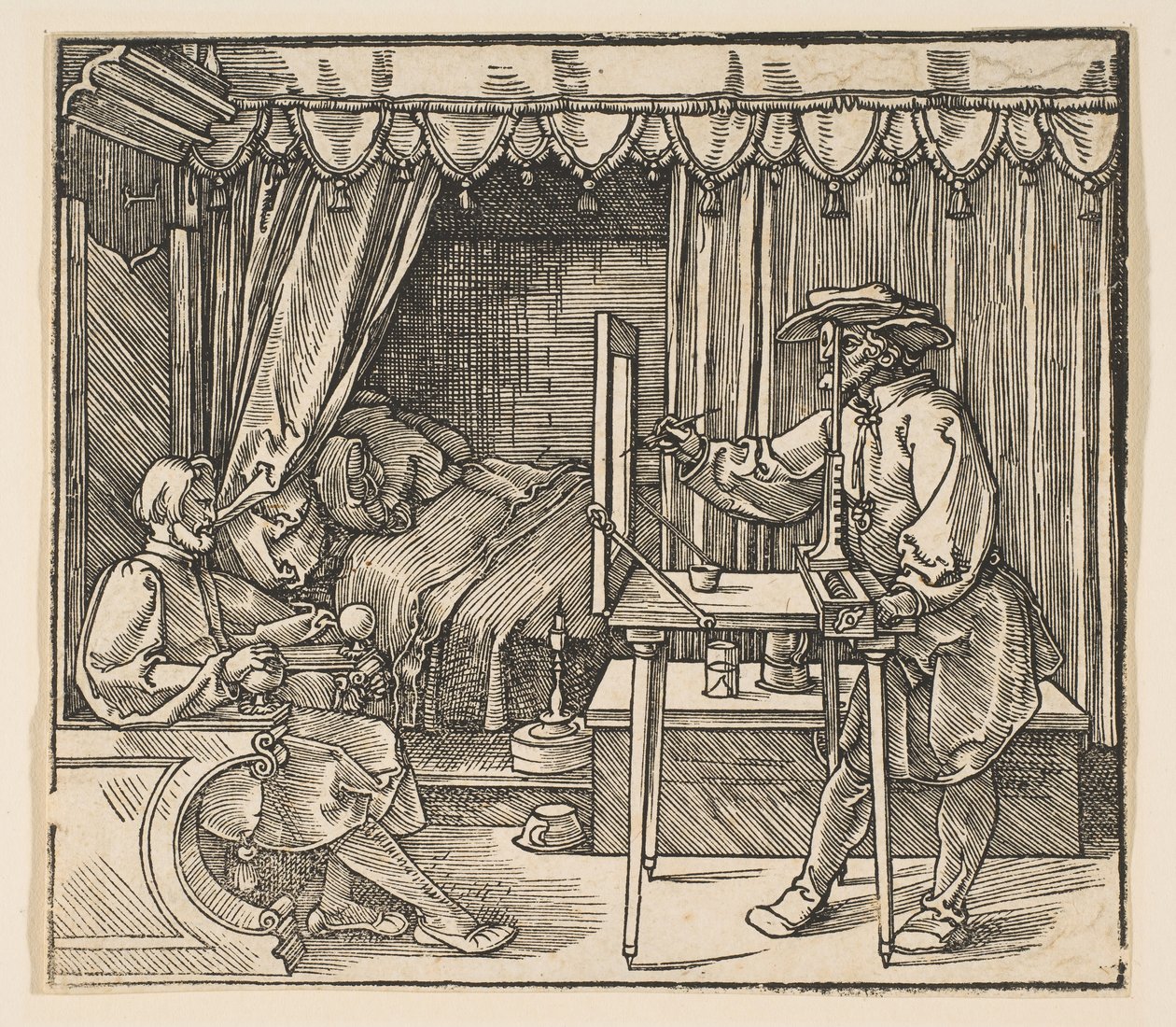 Artysta rysujący portret mężczyzny autorstwa Albrecht Dürer