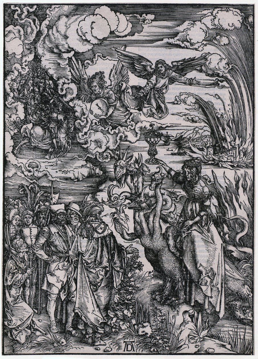Kobieta babilońska, postać XIII, arkusz 15 z cyklu „Apokalipsa” autorstwa Albrecht Dürer