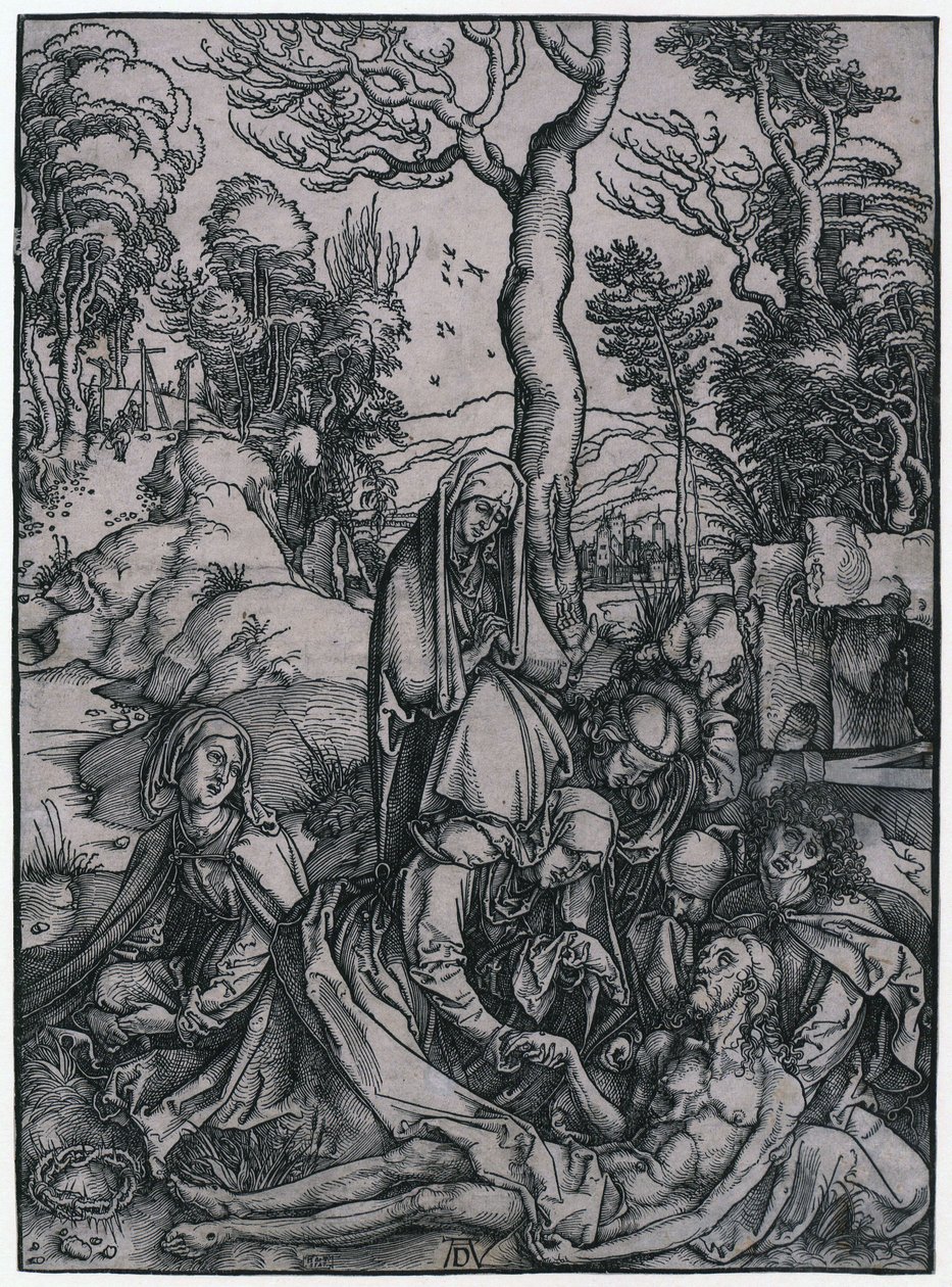 Opłakiwanie Chrystusa, arkusz 9 z cyklu „Wielka Pasja” autorstwa Albrecht Dürer