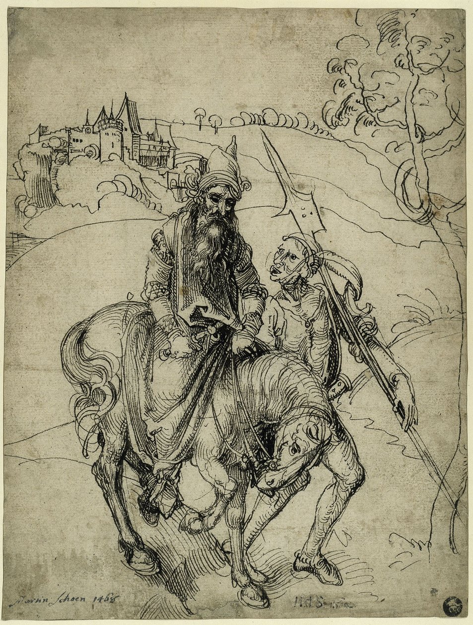 Ślepy jeździec (Belizariusz?) autorstwa Albrecht Dürer