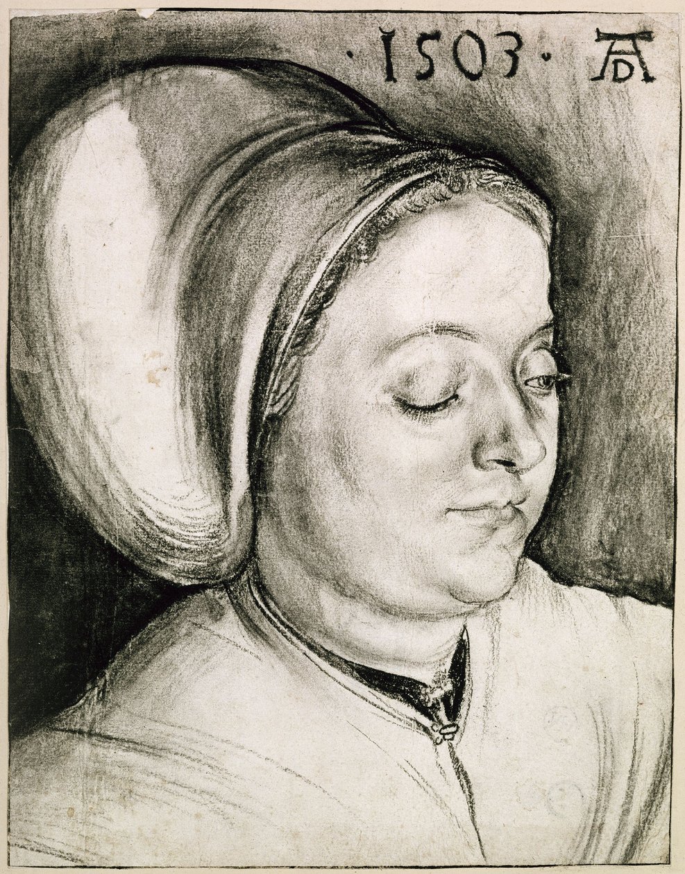 Popiersie kobiety w watowanym czepcu autorstwa Albrecht Dürer
