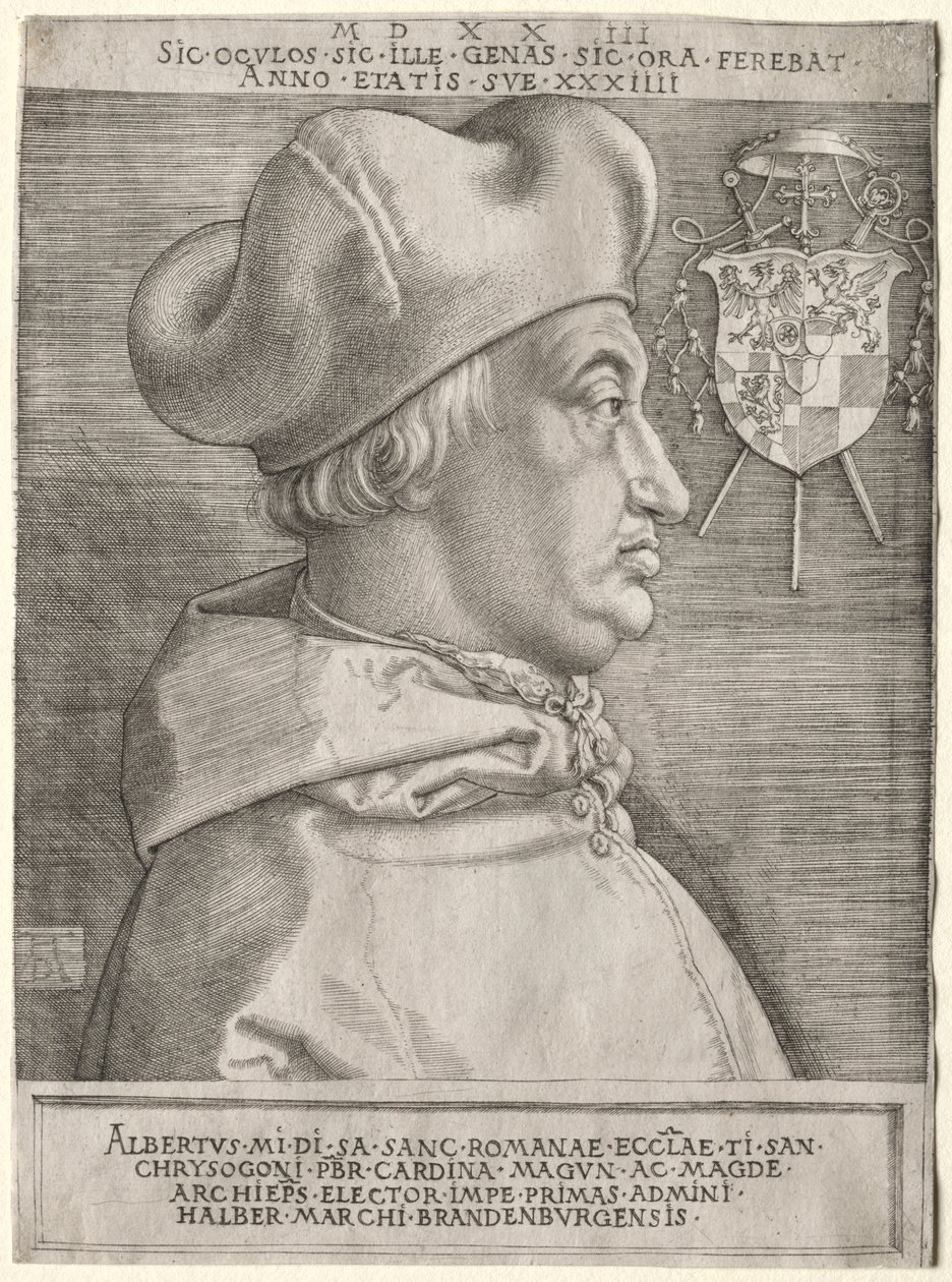 Kardynał Albrecht Brandenburgii – Wielka płyta autorstwa Albrecht Dürer