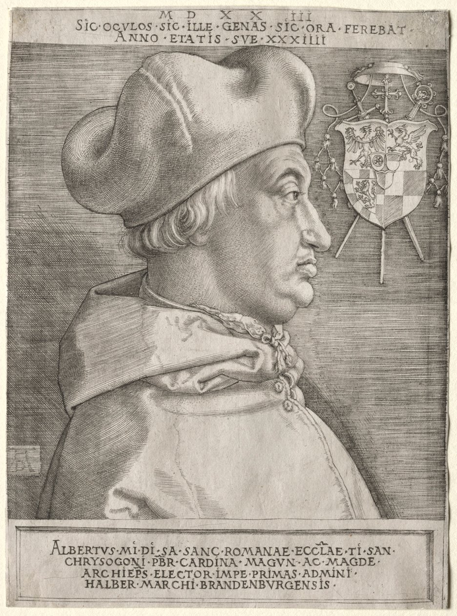 Kardynał Albrecht Brandenburgii - Wielka płyta, 1523. autorstwa Albrecht Dürer