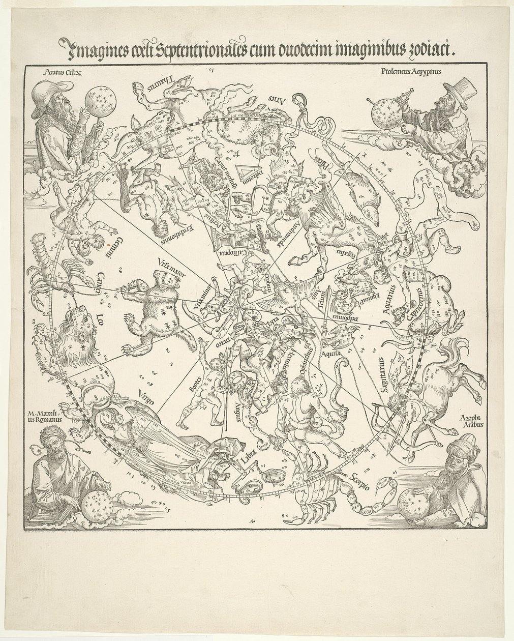 Niebiańska mapa północnego nieba autorstwa Albrecht Dürer