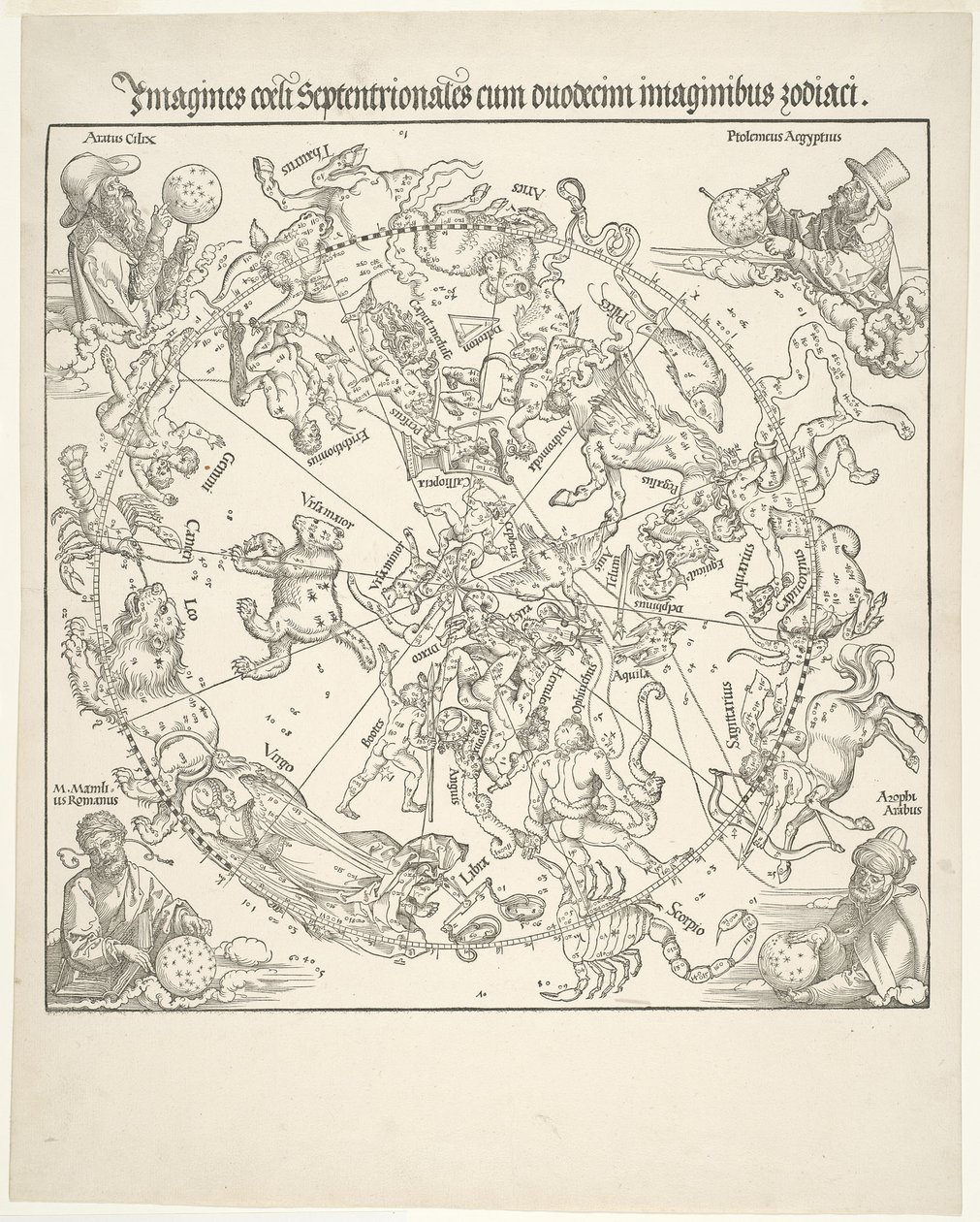 Niebiańska mapa północnego nieba autorstwa Albrecht Dürer