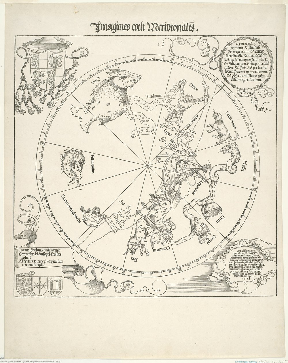 Niebiańska mapa południowego nieba (Imagines coeli meridionalis) autorstwa Albrecht Dürer