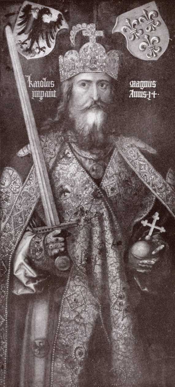 Karol Wielki, ilustracja z „Romansu i legendy rycerskiej” A.R. Hope Moncrieffa autorstwa Albrecht Dürer
