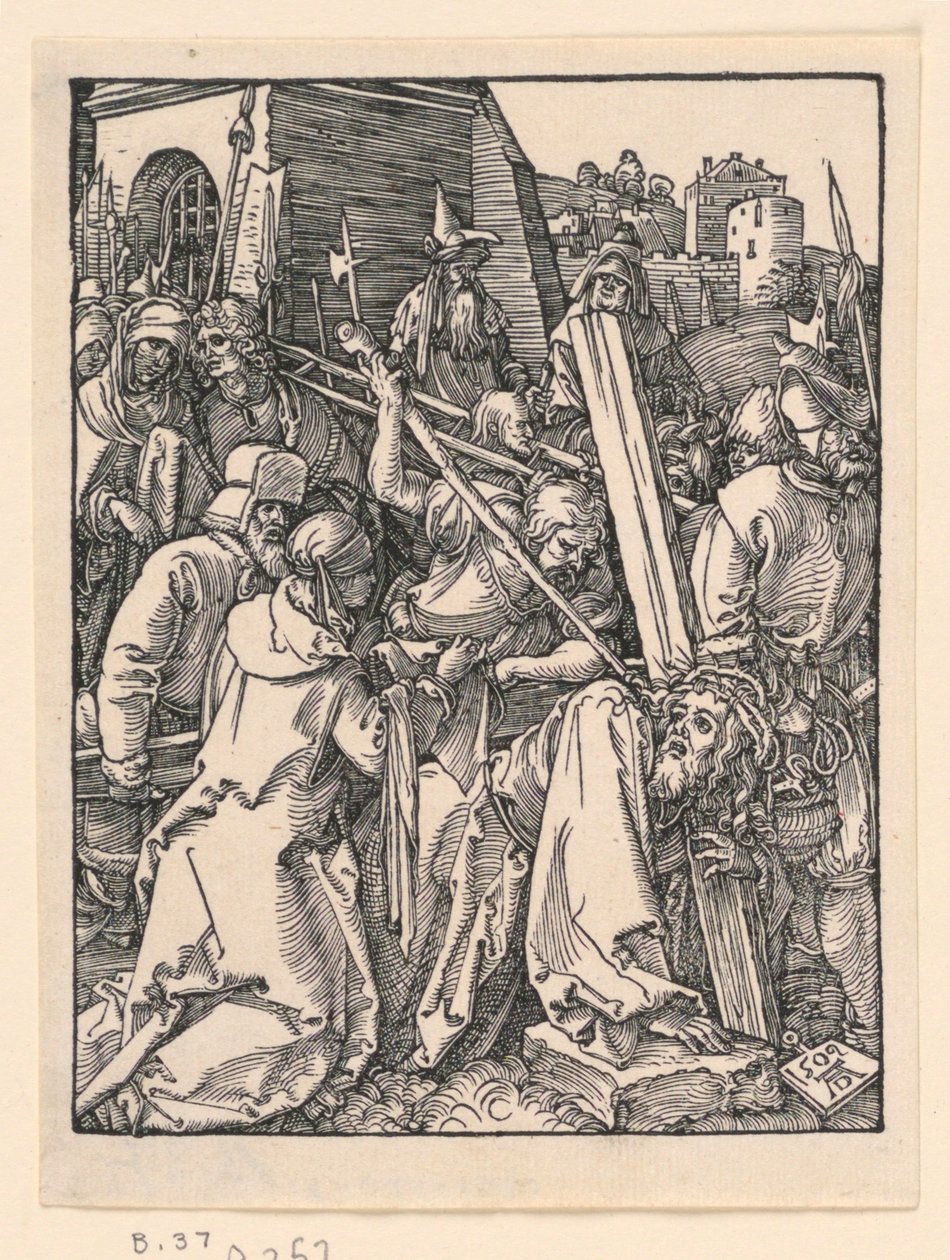 Chrystus niosący krzyż, z serii Mała pasja autorstwa Albrecht Dürer