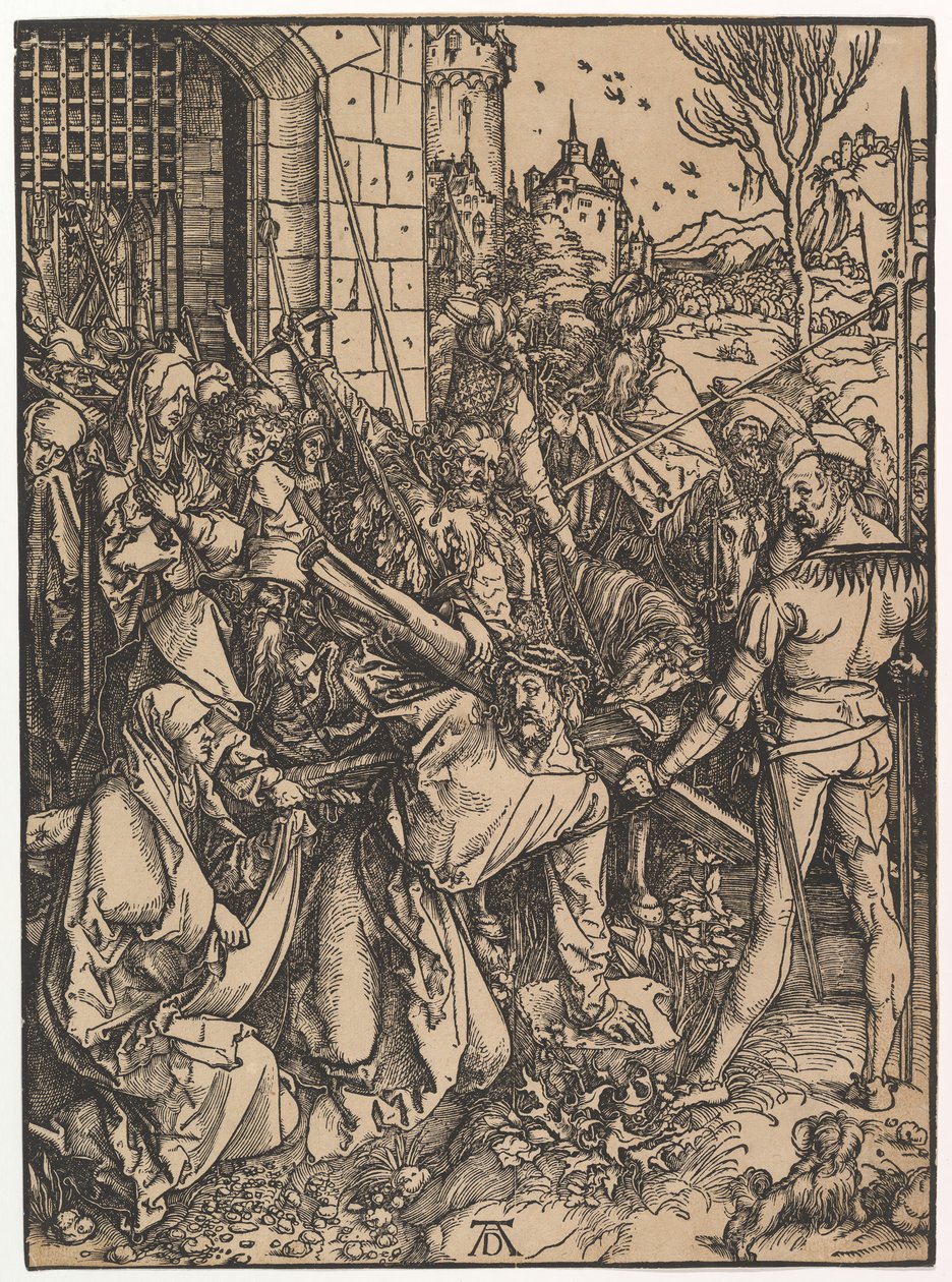 Chrystus dźwigający krzyż, z Wielkiej Męki, ca. 1498. autorstwa Albrecht Dürer