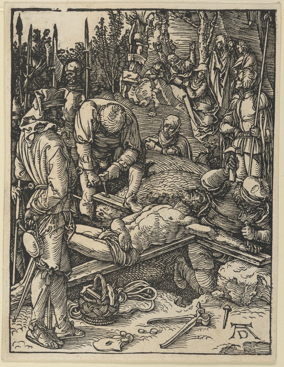 Chrystus przybity do krzyża, z Małej Pasji autorstwa Albrecht Dürer