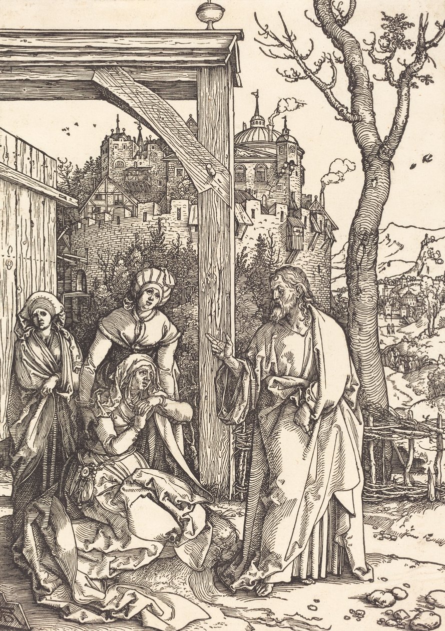 Chrystus żegnający się z Matką, c. 15041505. autorstwa Albrecht Dürer