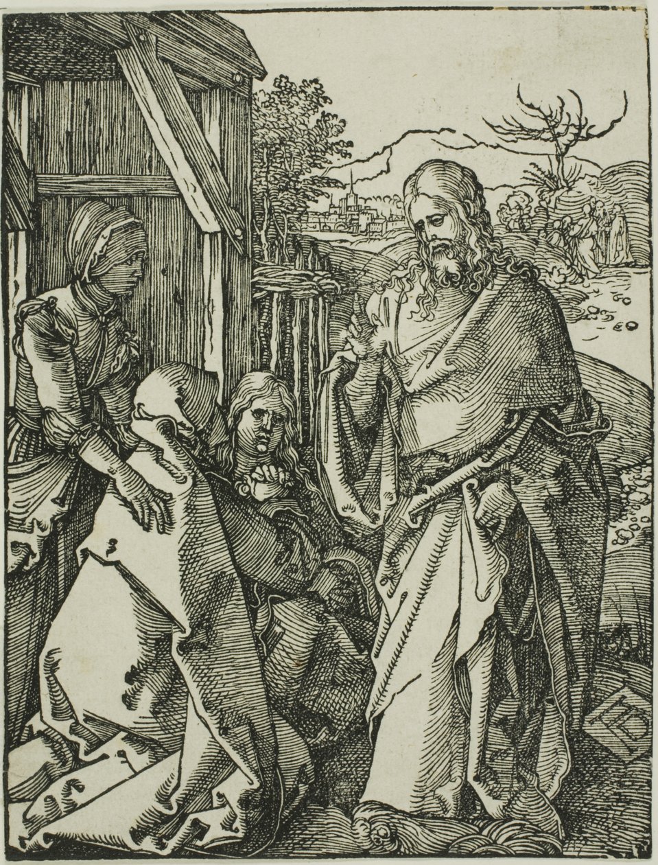 Chrystus żegnający się z matką, z Małej pasji drzeworytu autorstwa Albrecht Dürer