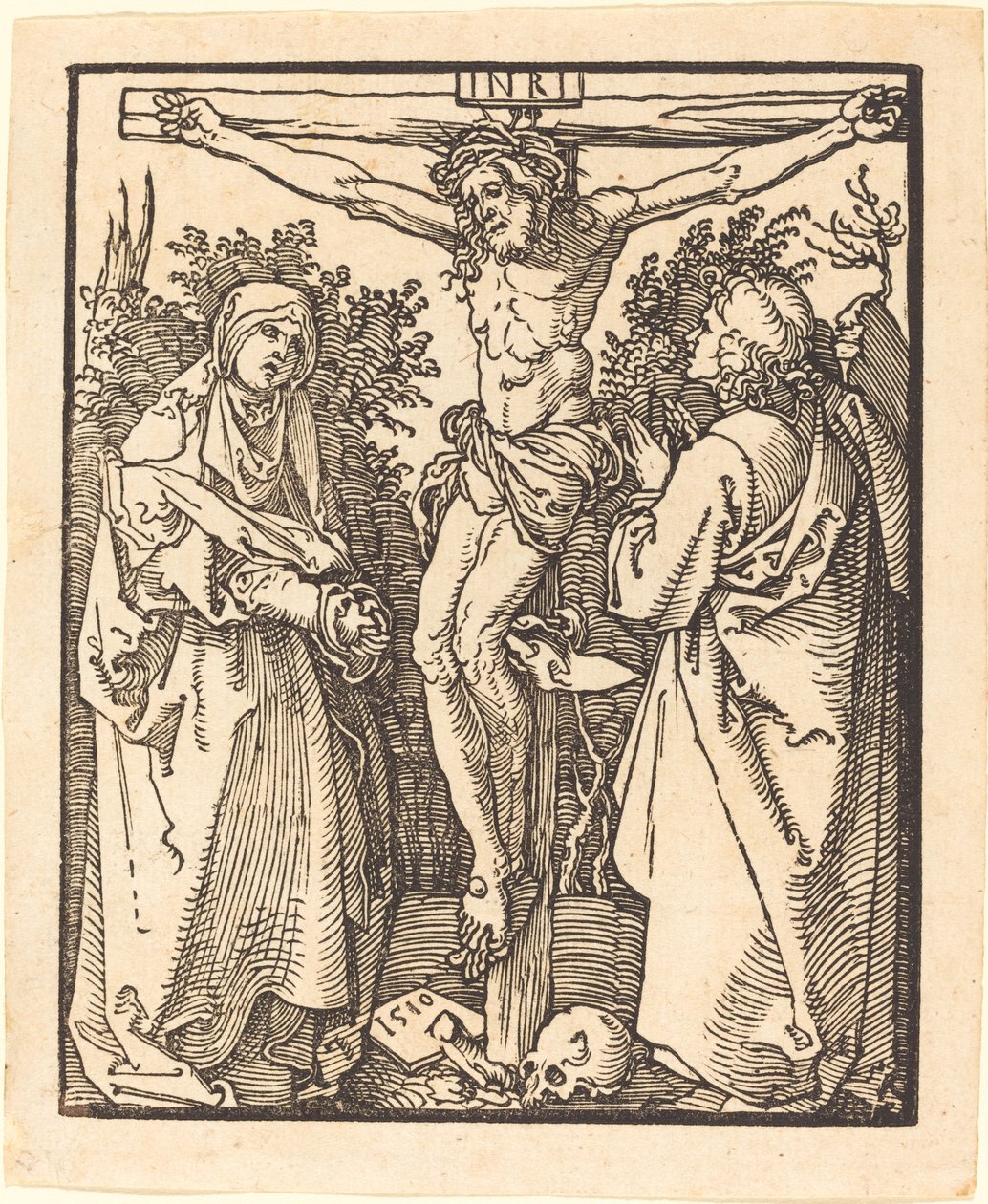 Chrystus na krzyżu z Maryją i św. Janem, 1510. autorstwa Albrecht Dürer
