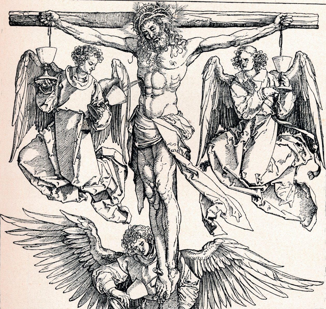 Chrystus na krzyżu z trzema aniołami, 1523-1525 1906 autorstwa Albrecht Dürer