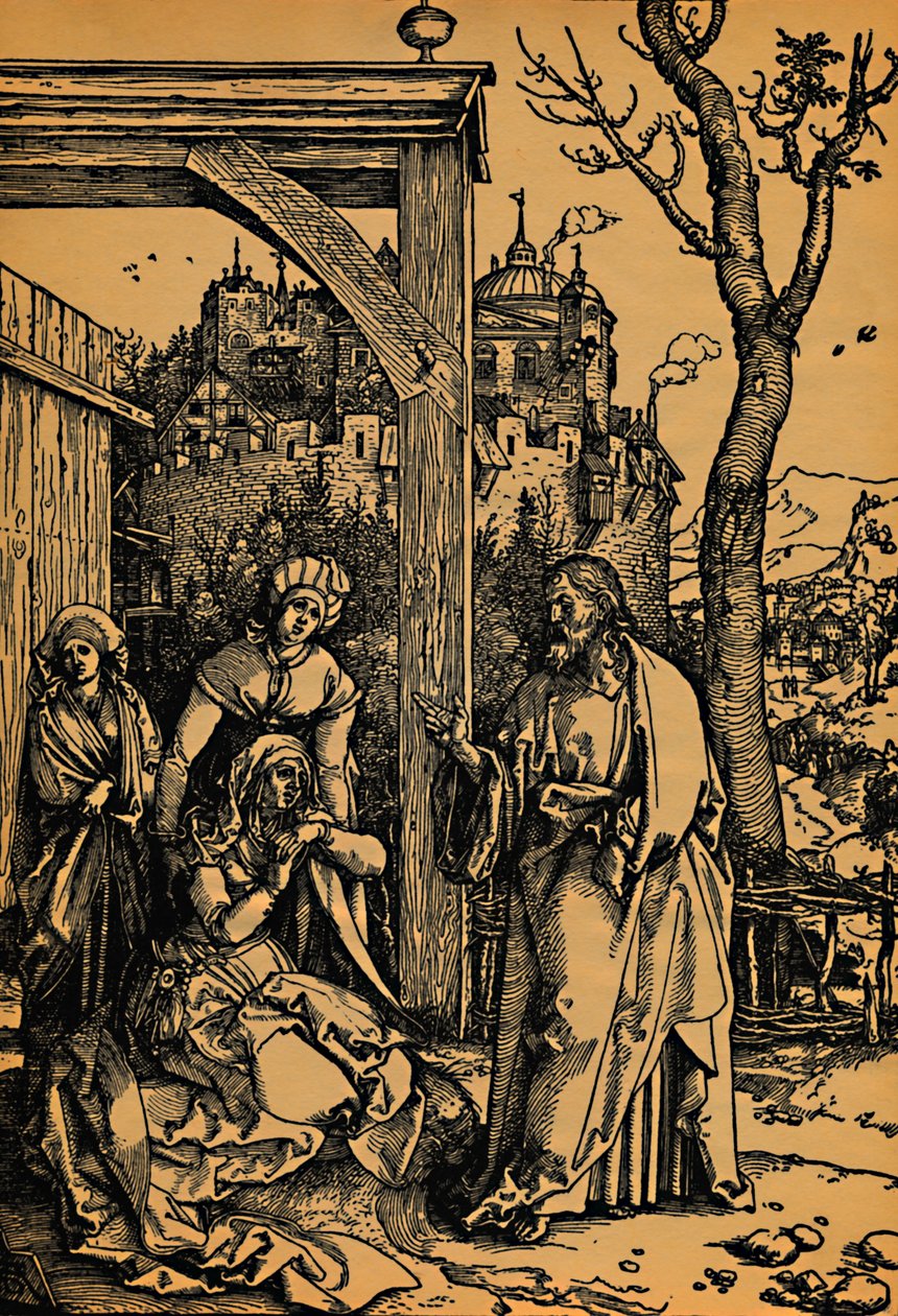 Chrystus żegnający się z matką., Chrystus żegnający się ze swoją matką, 1504-1505. autorstwa Albrecht Dürer