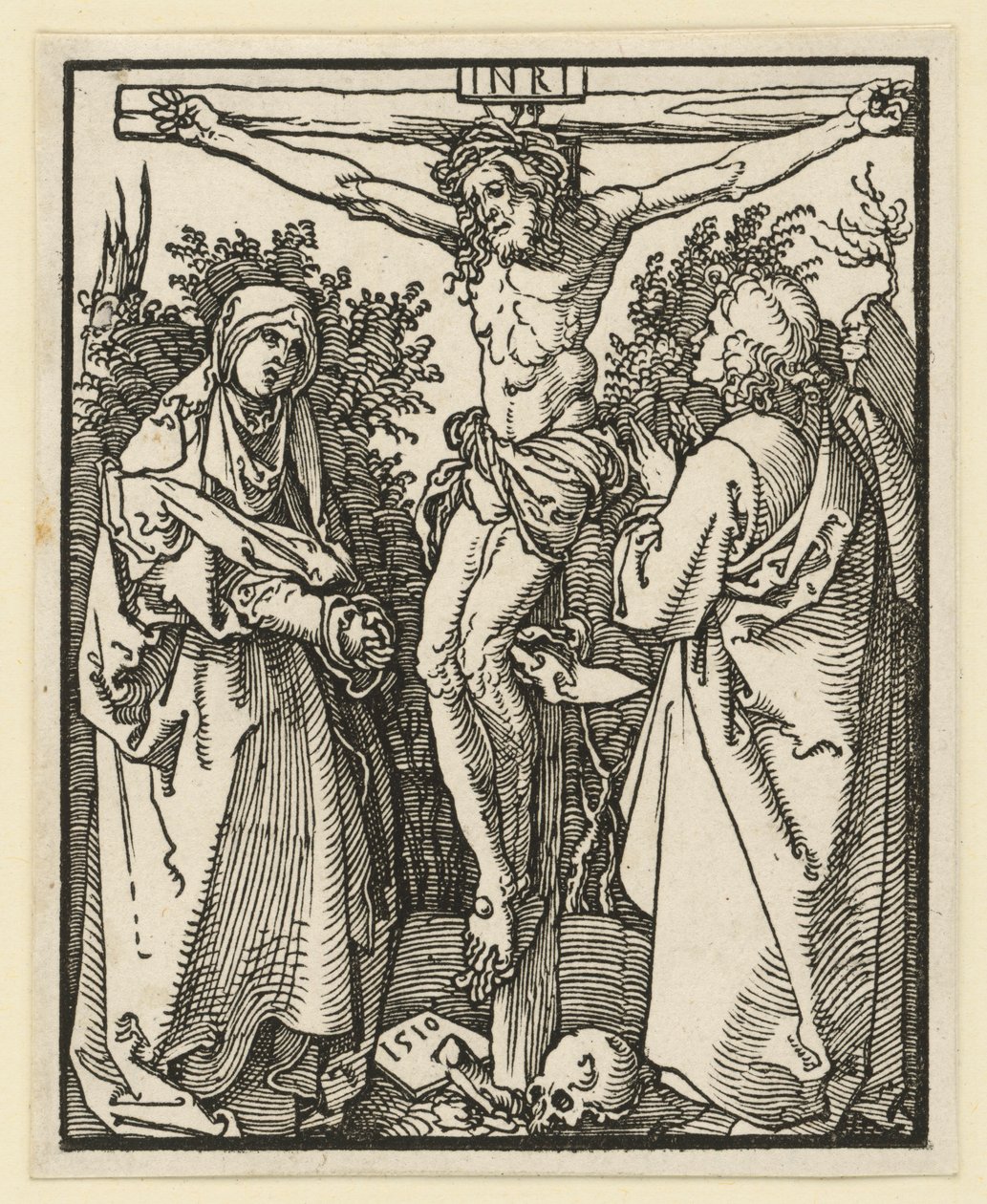 Chrystus na krzyżu z Marią i Janem autorstwa Albrecht Dürer