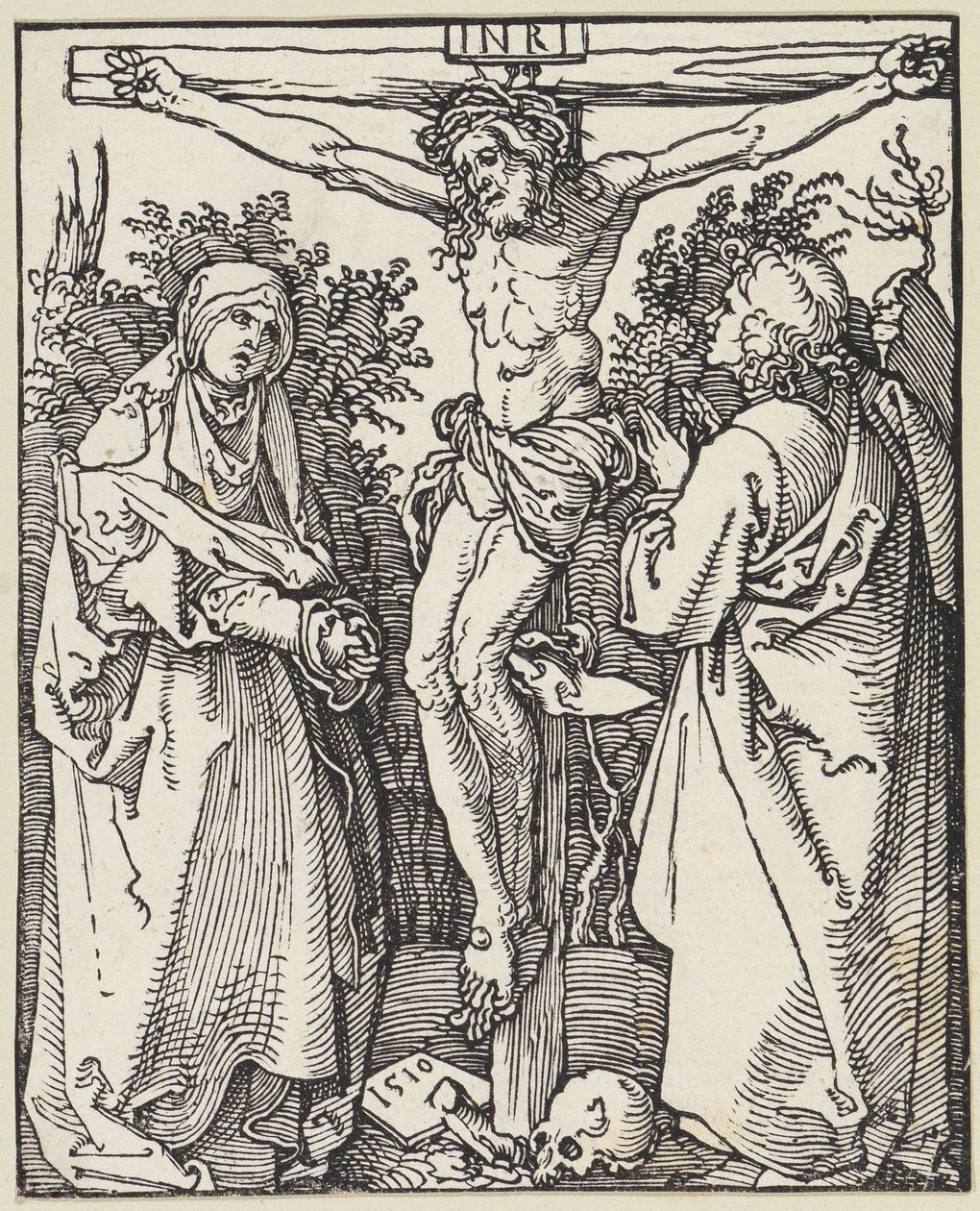 Chrystus na krzyżu z Marią i Janem autorstwa Albrecht Dürer