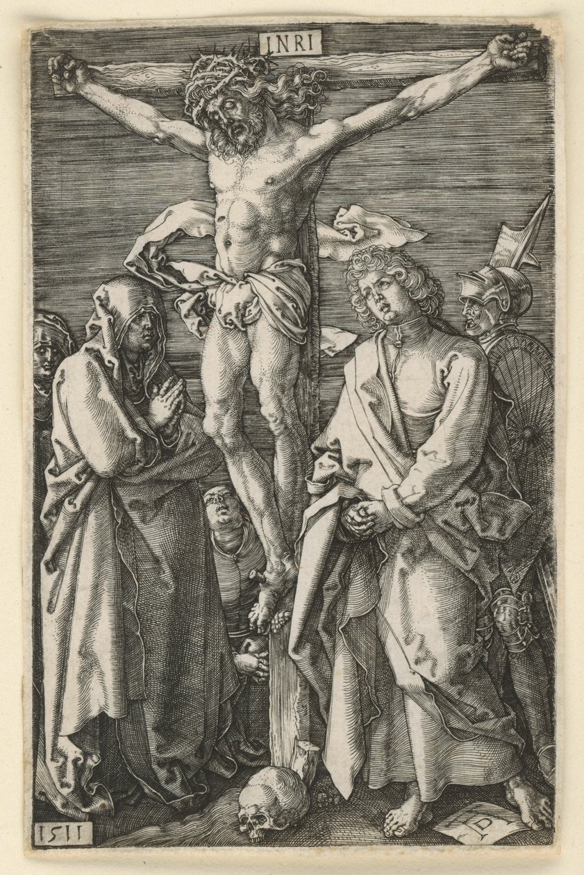 Chrystus na krzyżu między Marią a Janem (Pasja rytowana) autorstwa Albrecht Dürer