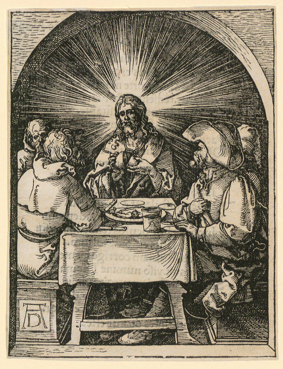 Chrystus w Emaus, karta 33 z cyklu „Mała Pasja drzeworytnicza” autorstwa Albrecht Dürer